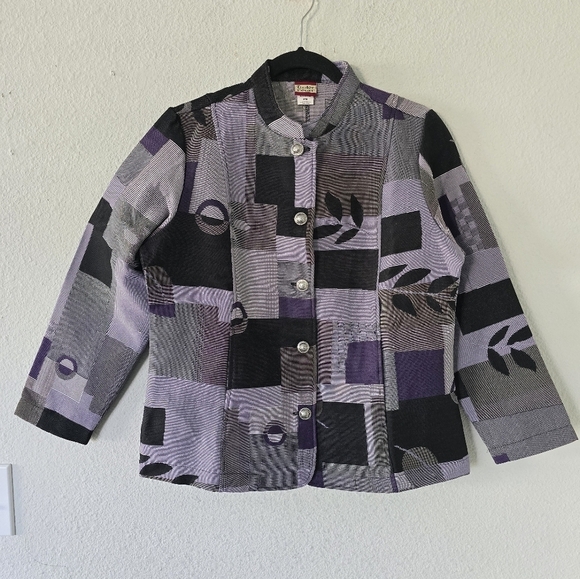 Tudor Court Art To Wear Jacket Women PM 5Button Tapestry Mixed Print Boho - Picture 2 of 14